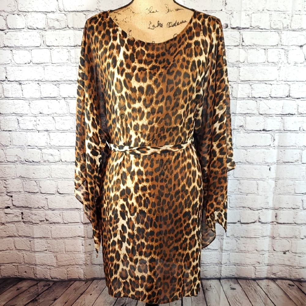 Chico's Sheer Kimono-Style Animal Print Dress — Chico's Size 1-US Size M/8 EUC
